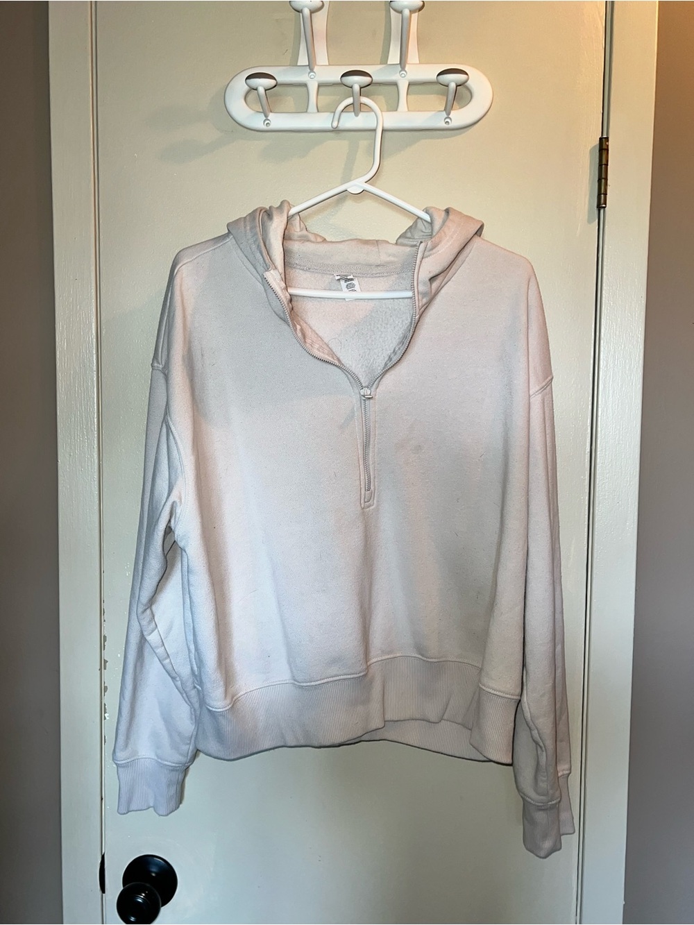 90 Degree By Reflex Pale Pink Quarter-Zip Hoodie